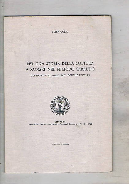 Per una storia della cultura a Sassari nel periodo Sabaudo: …