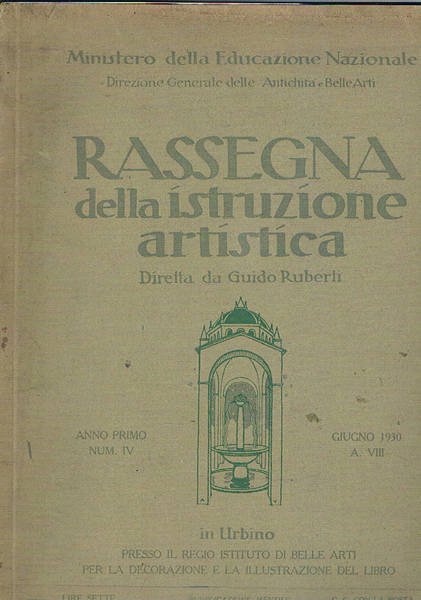 Rassegna della istruzione artistica, mensile anno I° n 4 giu. …