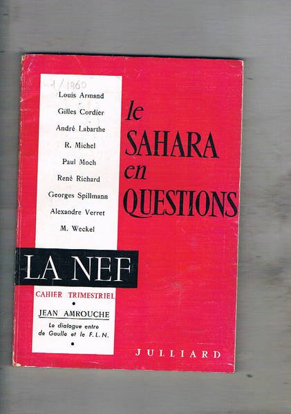 Le Sahara en questions. n° 1 del 1960 della rivistra …