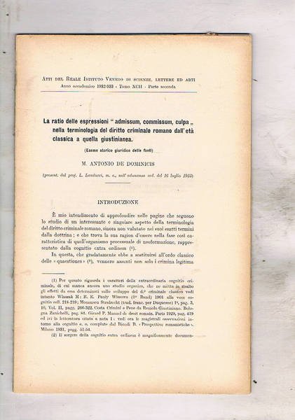 La ratio delle espressioni "admissum communis culpa" nella terminologia del …