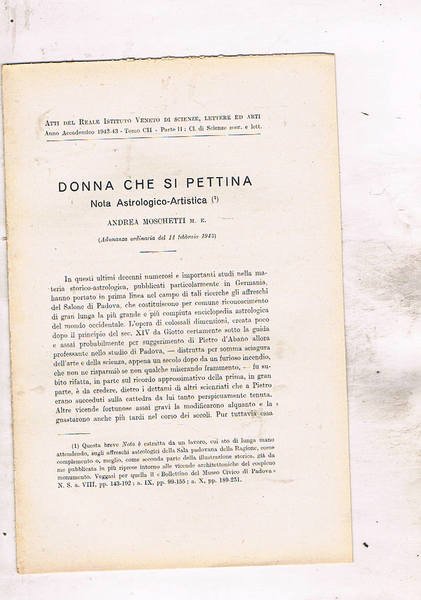 Donna che si pettina. Nota astrolico-artistica. Estratto dagli atti del …
