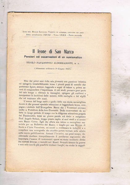 Il leone di San Marco. Pensieri ed osservazioni di un …