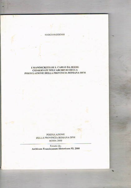 I manoscritti di S. Carlo da Sezze conservati nell'archivio della …