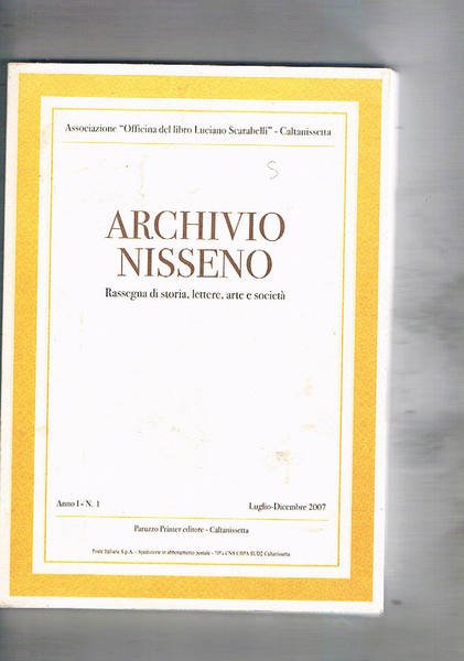 Archivio Nisseno. Rassegna semestrale di Storia, lettere, arte e società …