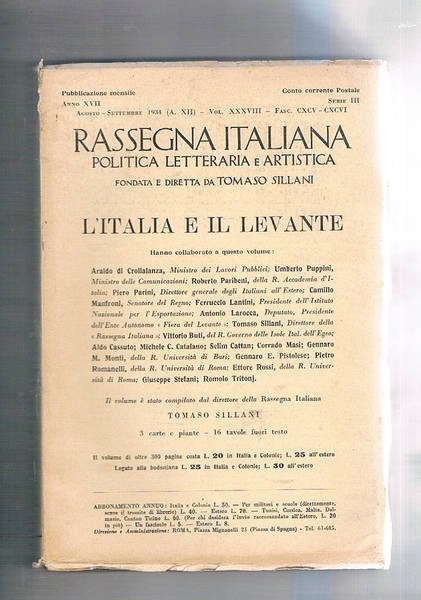 Rassegna italiana, mensile di politica letteraria e artistica. Annata completa …