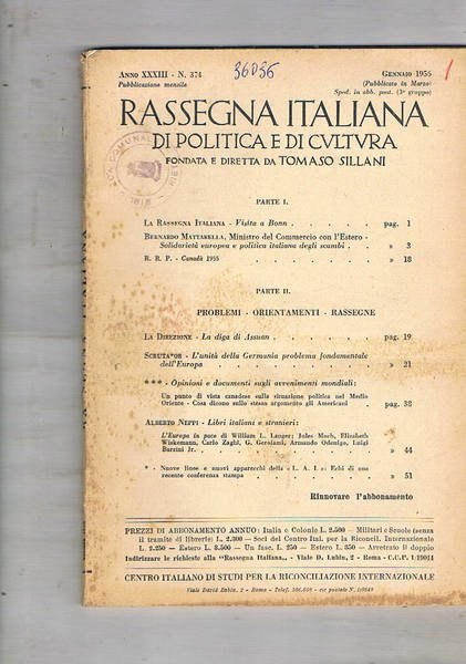 Rassegna italiana, mensile di politica letteraria e artistica. Annata 1956 …