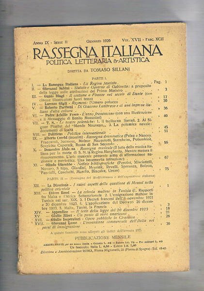 Rassegna italiana, mensile di politica letteraria e artistica. Anno 1926 …