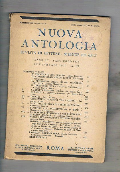 Nuova Antologia rivista di lettere, scienze ed art. N° 16 …