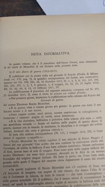 Opera omnia di Benito Mussolini vol. 1-35. Sono uscite varie …