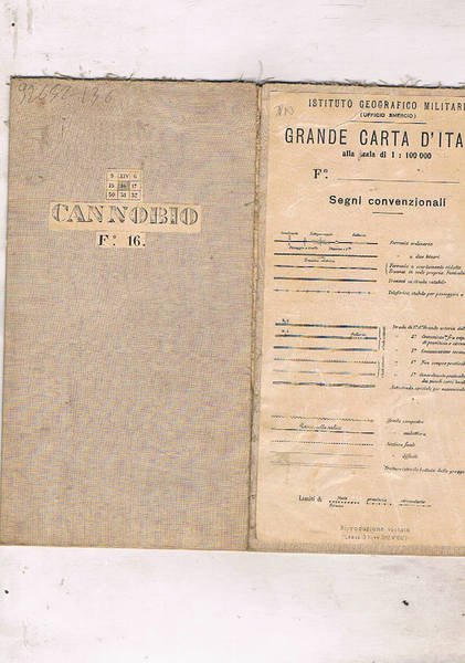Grande carta d'Italia foglio n° 16: Cannobio. Scala 1/100.000.