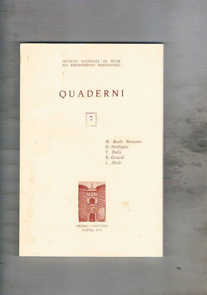 Quaderni n° 7 scritti di Basile Bonsante M. Defilippis D. …