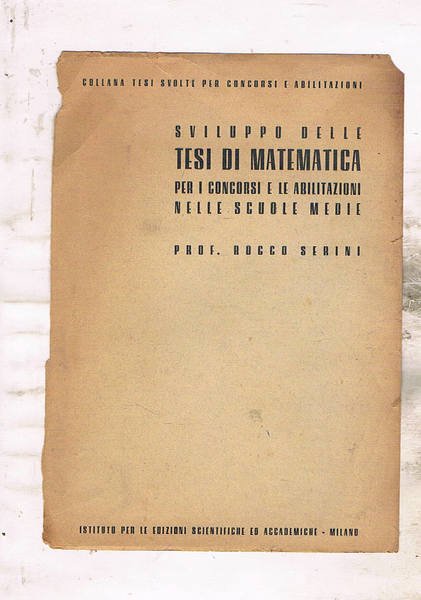 Sviluppo delle tesi di matematica per i concorsi e le …