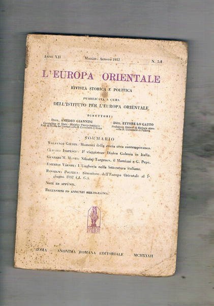 L'Europa Orientale rivista storica e politica disponiamo dei n° 5-8 …