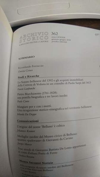 Archivio storico di Belluno Feltre e Cadore n° 362 gen-giu. …