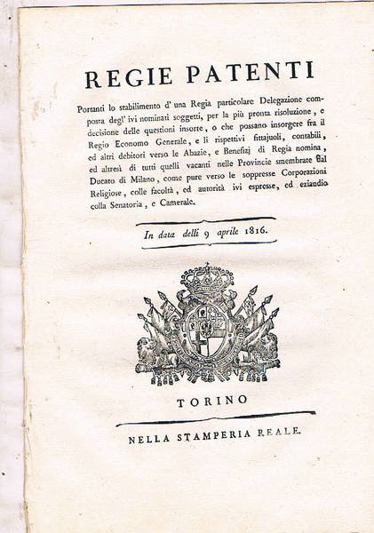 Regie Patenti. Relative alle questioni che possono insorgere fra il …