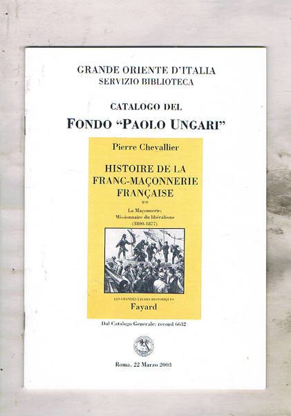 Catalogo del Fondo "Paolo Ungari".