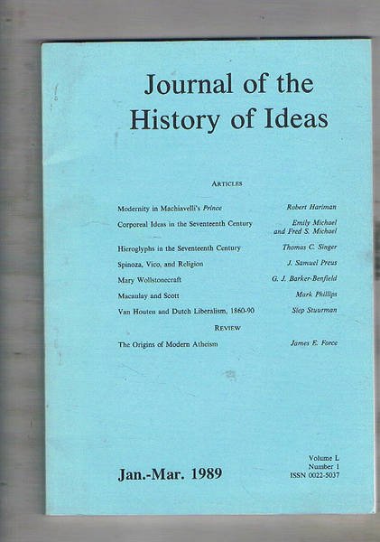 Journal of the History of Ideas. Volume L, n° 1, …