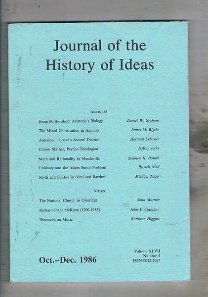 Journal of the History of Ideas. Volume XLVII, n° 4, …