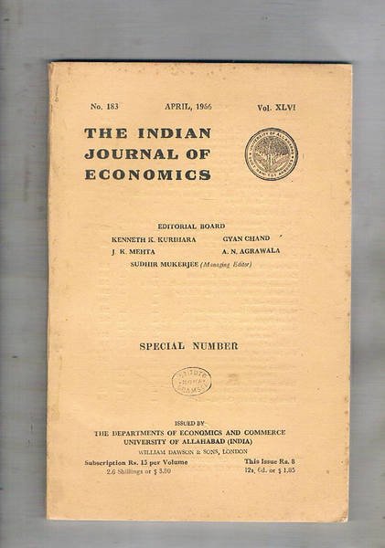 The indian journal of economics (trimestrale). vol. XLVI in 4 …