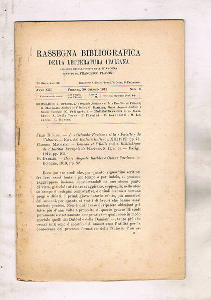 Rassegna bibliografica della Letteratura Italiana n° 6 del 30 giugno …