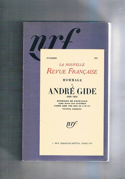 Hommage a André Gide 1869-1951. Ristampa del di Novembre 1951 …