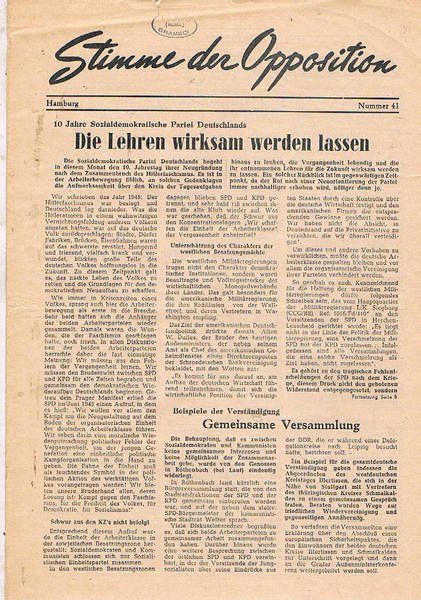 Stimme der Opposition. Disponiamo dei ° del 1956-1957 N° 41, …