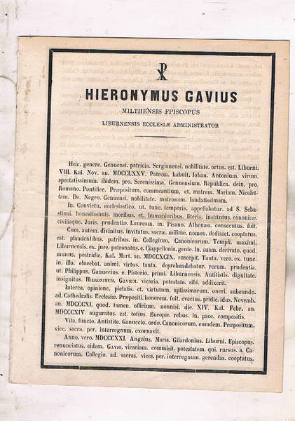 Girolamo Gavi vescovo di Milito e amministratore della chiesa di …
