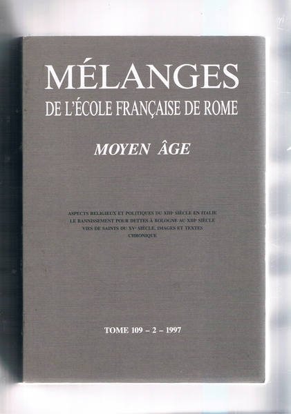 Mélanges de l'école française de Rome. Moyen Age. 1997 solo …