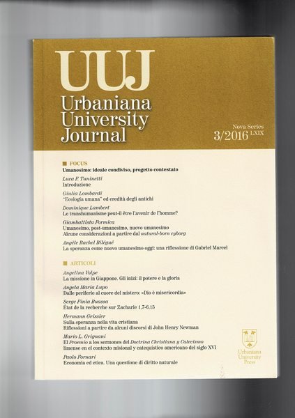 UUJ Urbanian University Journa. Quadrimestrale vol. I-III 2016. Lanza del …