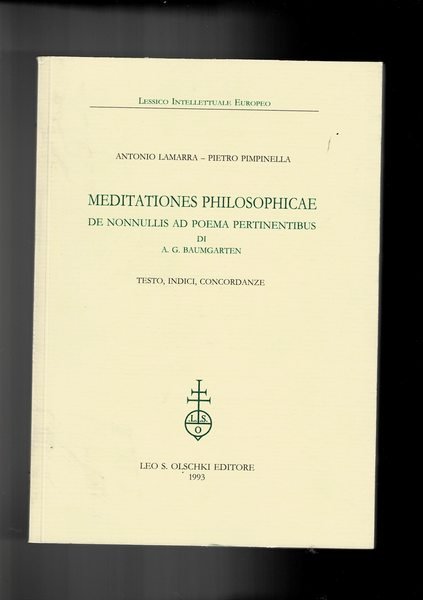 Meditationes Philosophicae De Nonnullis ad Poema Pertinentibus di A. G. …