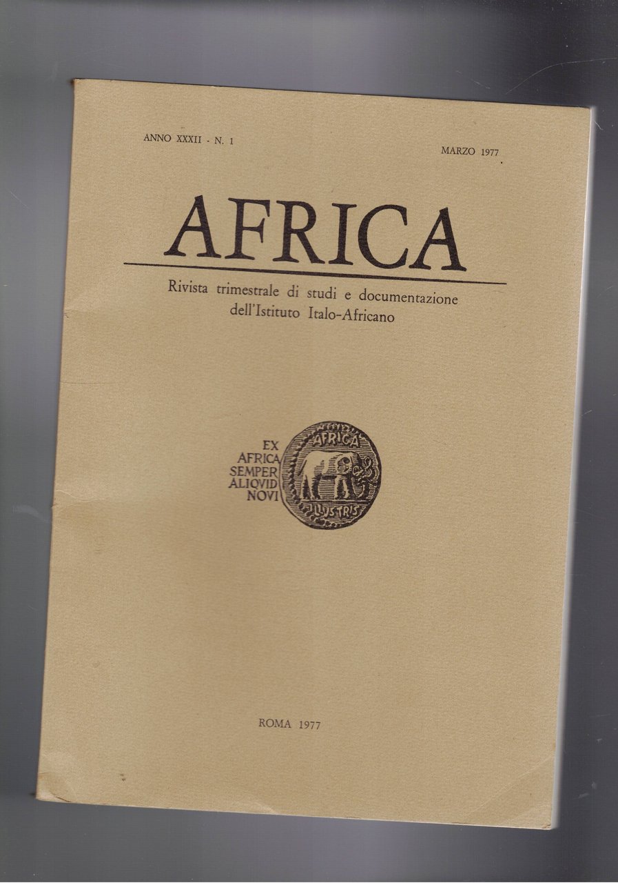 Africa. Rivista trimestrale di studi e documentazione dell'istituto Italo-Africano. Disponiamo …