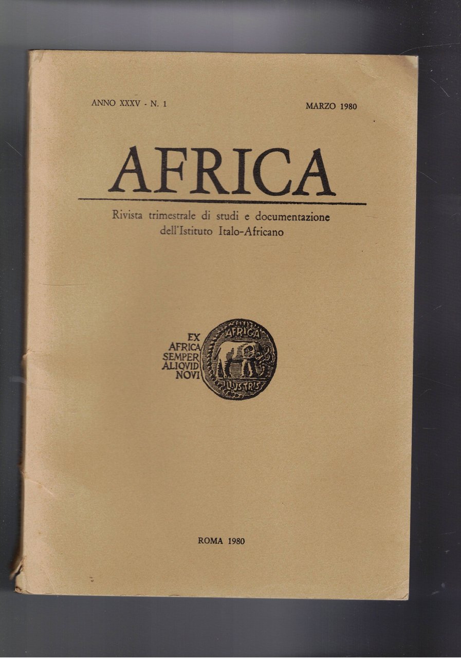 Africa. Rivista trimestrale di studi e documentazione dell'istituto Italo-Africano. Disponiamo …