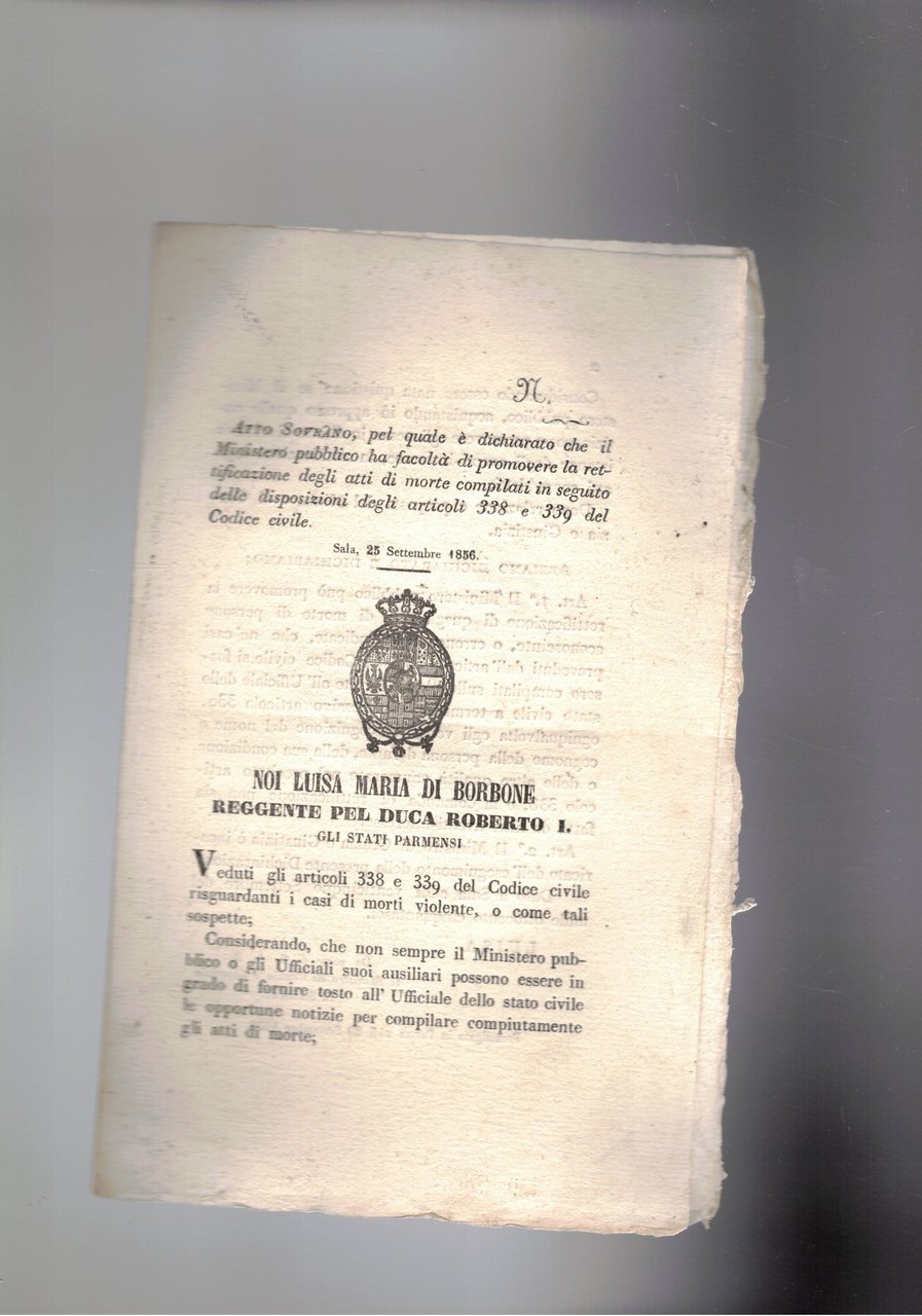 Atto sovrano pel quale il ministero pubblico può promuovere la …