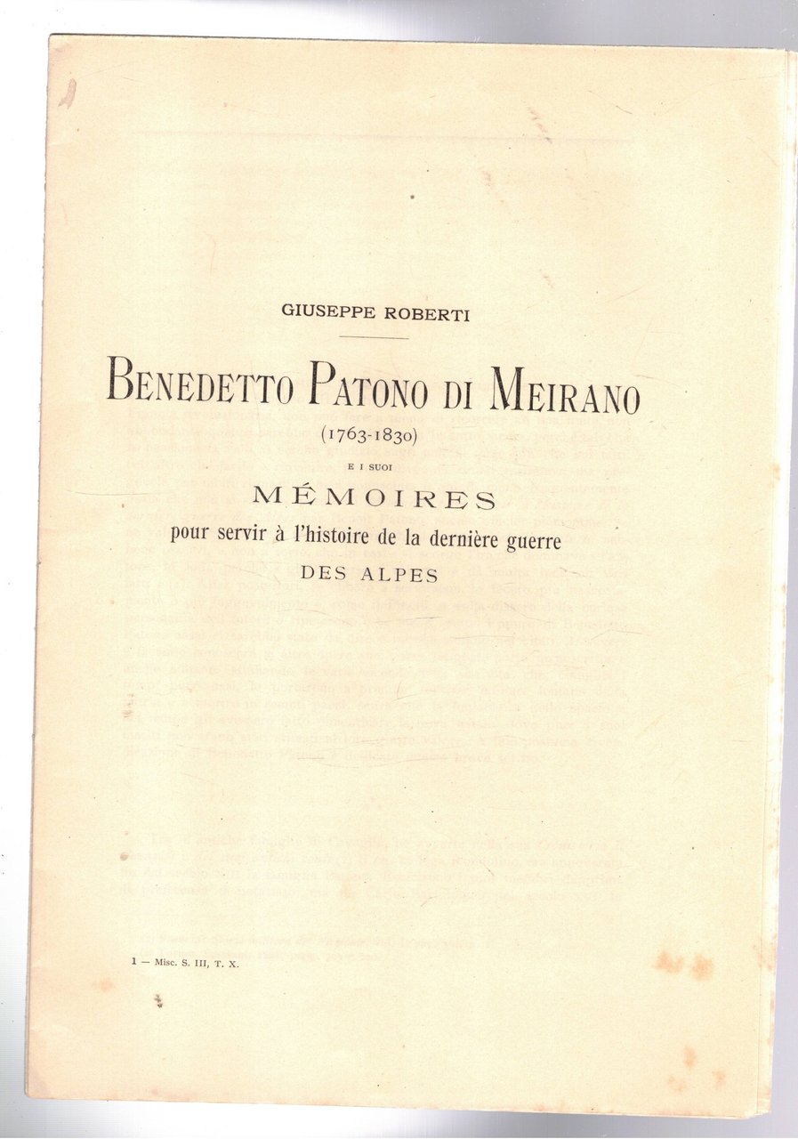 Benedetto Patrono di Meirano (1763-1830) e i suoi Mémoires pour …
