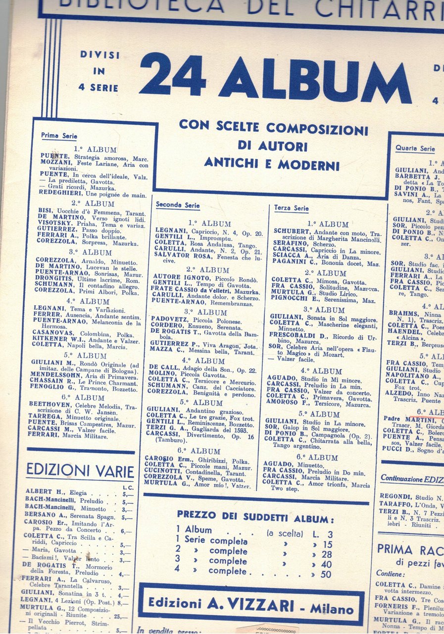 Biblioteca del chitarrista quarta serie in 6 album che contengono …