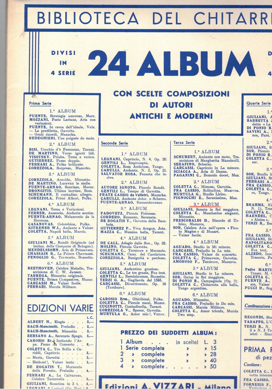 Biblioteca del chitarrista terza serie in 6 album che contengono …