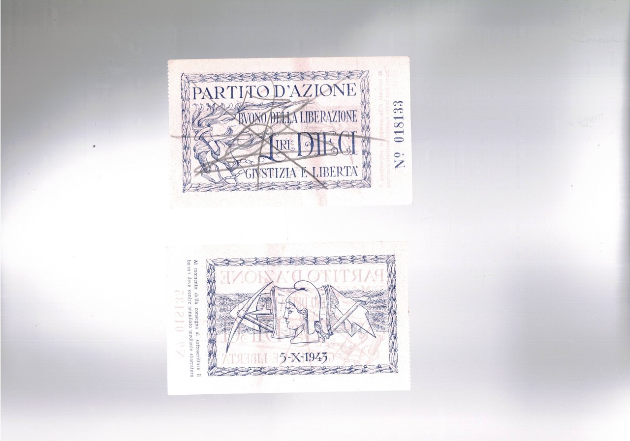 Buono della Liberazione di lire dieci emesso dal Partito d'Azione …
