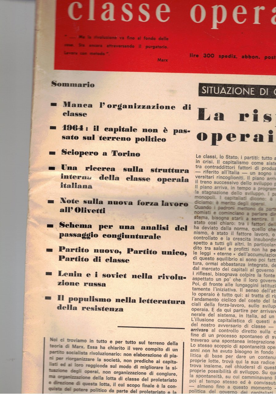 Classe operatia anno 2° n° 1 gen-feb. 1965. Art. di …
