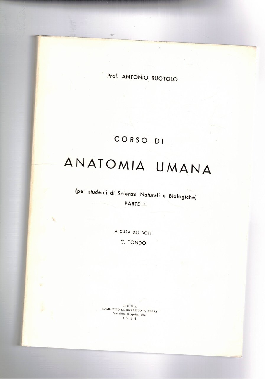 Corso di anatomia umana (per studenti di scienze naturali e …
