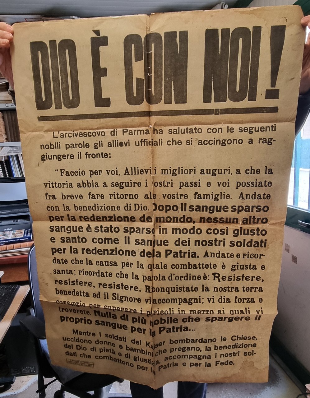 Dio è con noi. Manifesto che contiene il discorso dell'arcivescovo …