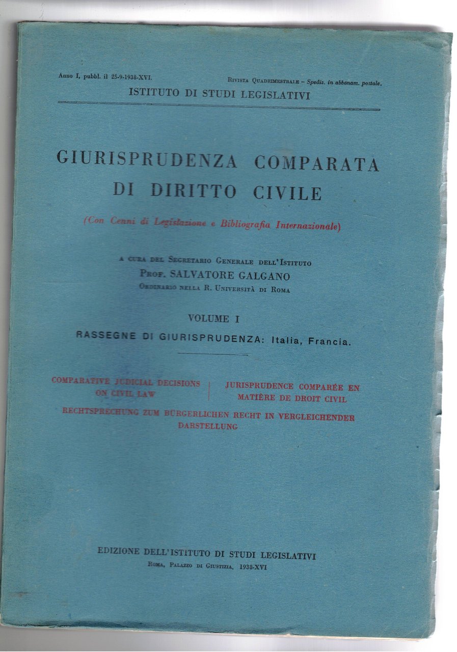 Giurisprudenza comparata di diritto internazionale privato. Con cenni di legislazione …