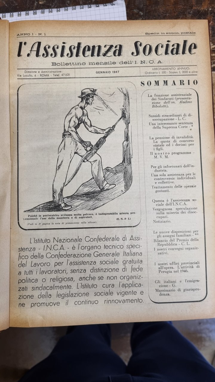 L'Assistenza Sociale, bollettino mensile dell'I.N.C.A. del 1947. Organo tecnico della …