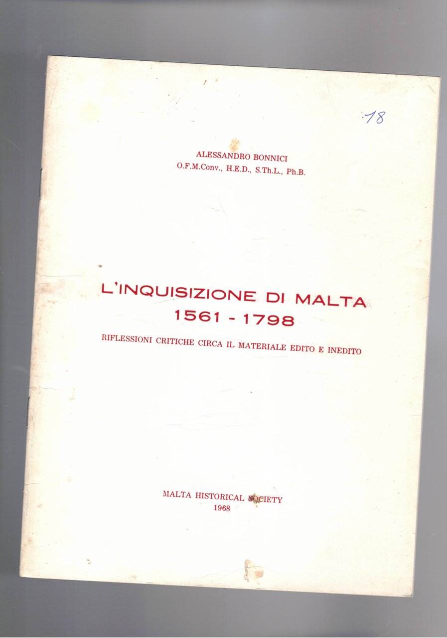 L'inquisizione di Malta 1561 - 1798. Riflessione critica circa il … | Immagine principale