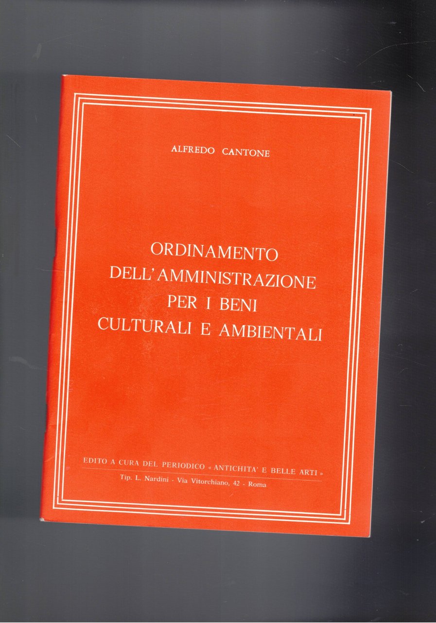 Ordinamneto dell'amministazione per i beni cult urali eambientaali. | Immagine principale