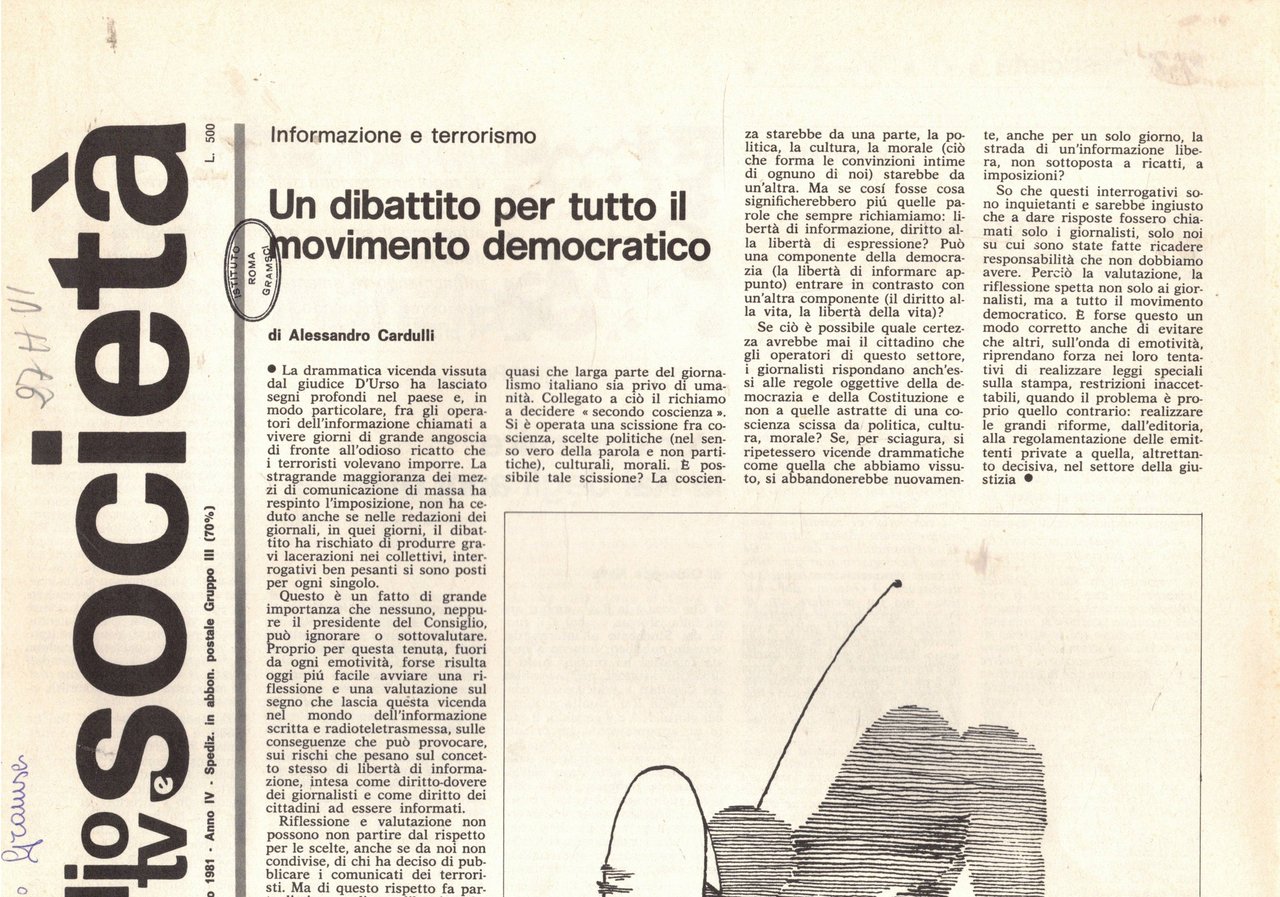 Radio TV e società, periodico mensile, disponiamo dell'anno 1981 del …
