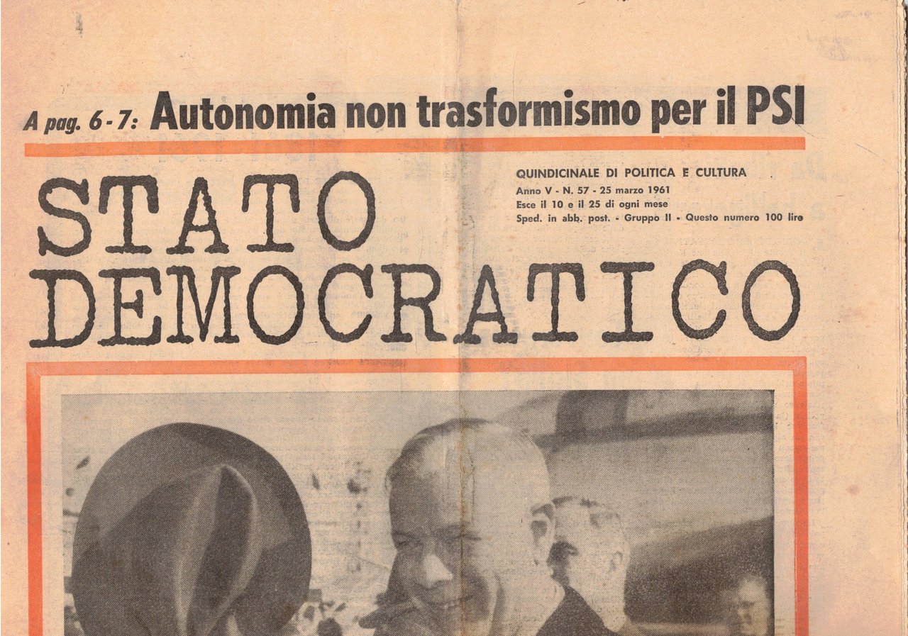 Stato democratico, quindicinale di politica e cultura disponiamo dei n° …