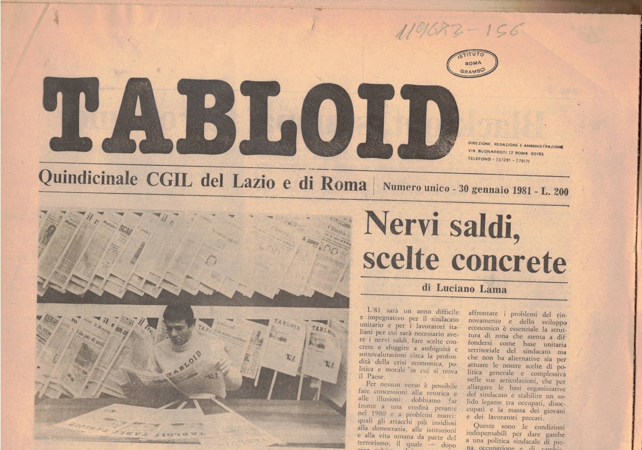 Tabloid, quindicinale del Lazio e di Roma. n° unico 30 …
