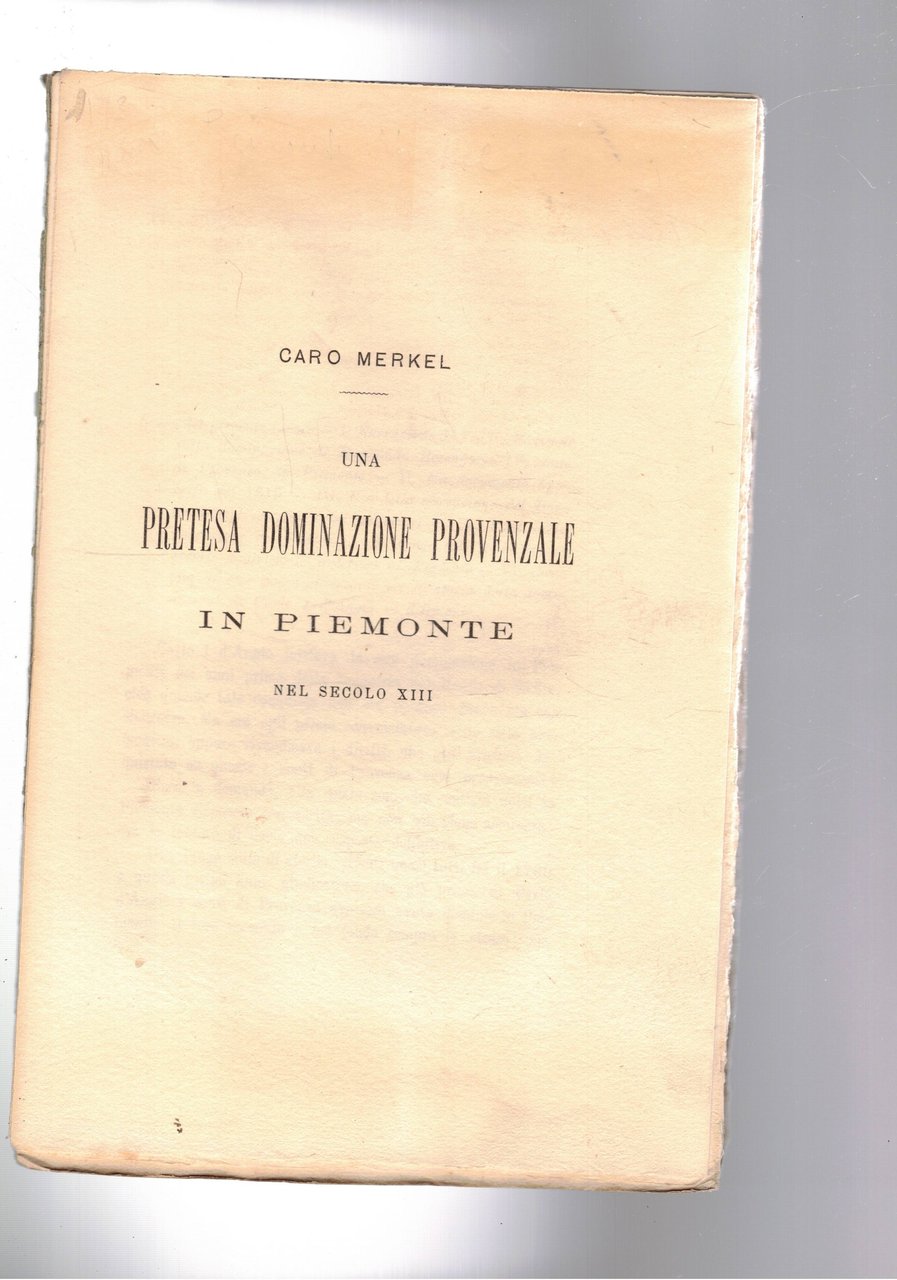 Una pretesa dominazione provenzale in Piemonte nel secolo XIII. Estratto.