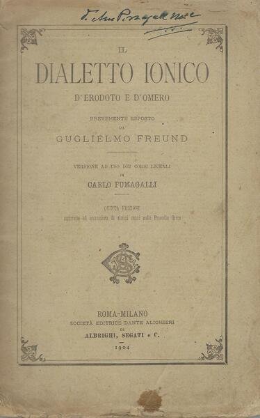 Il dialetto ionico d'Erodoto e d'Omero