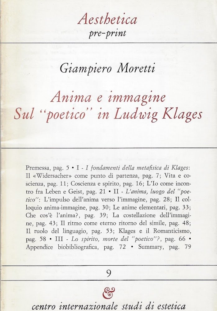 Anima e immagine : sul 'poetico' in Ludwig Klages